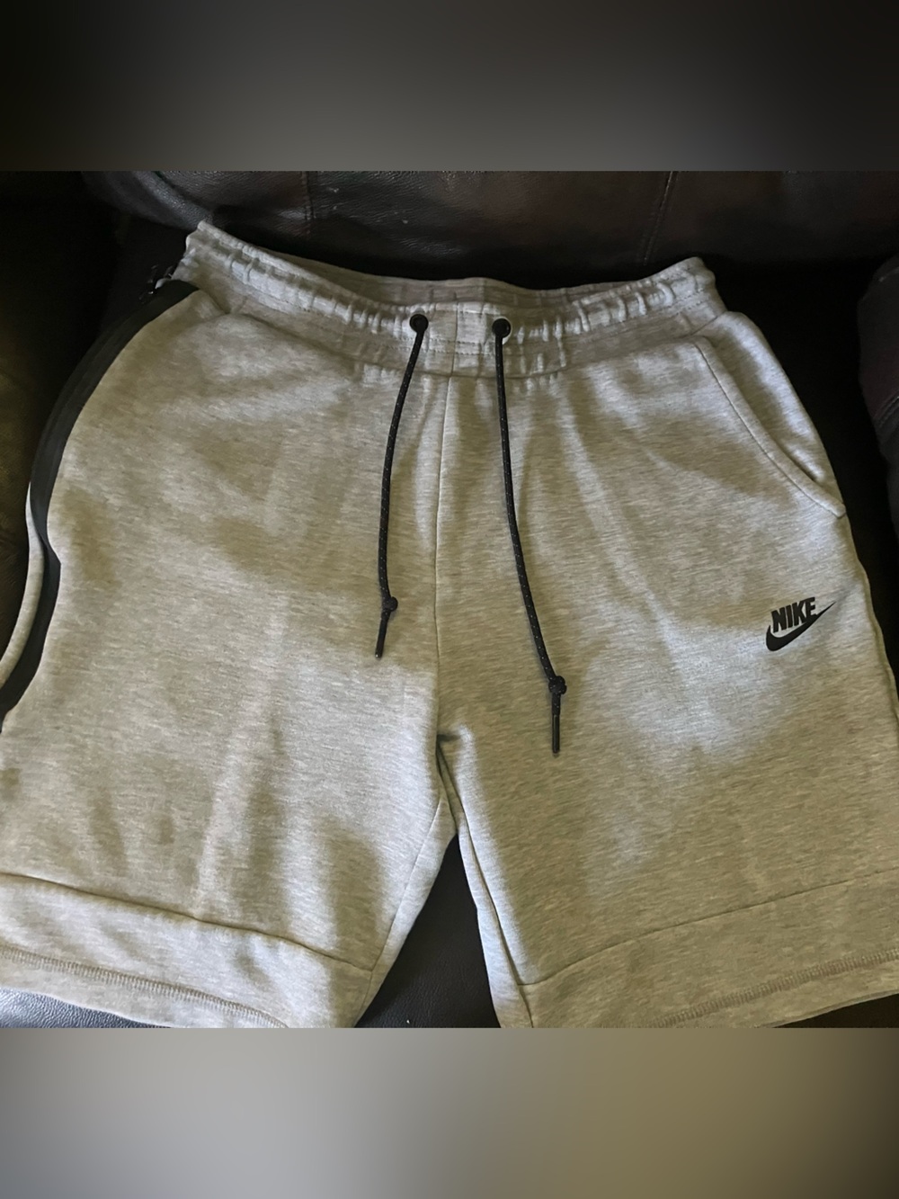 Nike Gray Jogger Shorts with Black Drawstring